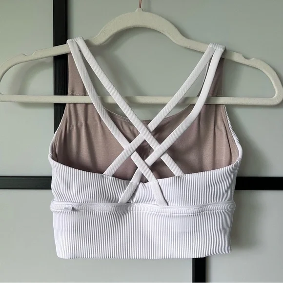 [4] NWOT Lululemon Athletica White Ribbed Longline Energy Sports Bra - Picture 5 of 11
